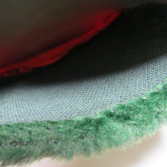 Christmas Stocking dark green & dark red w zig zag pattern in fabric 18" long - Picture 5 of 6